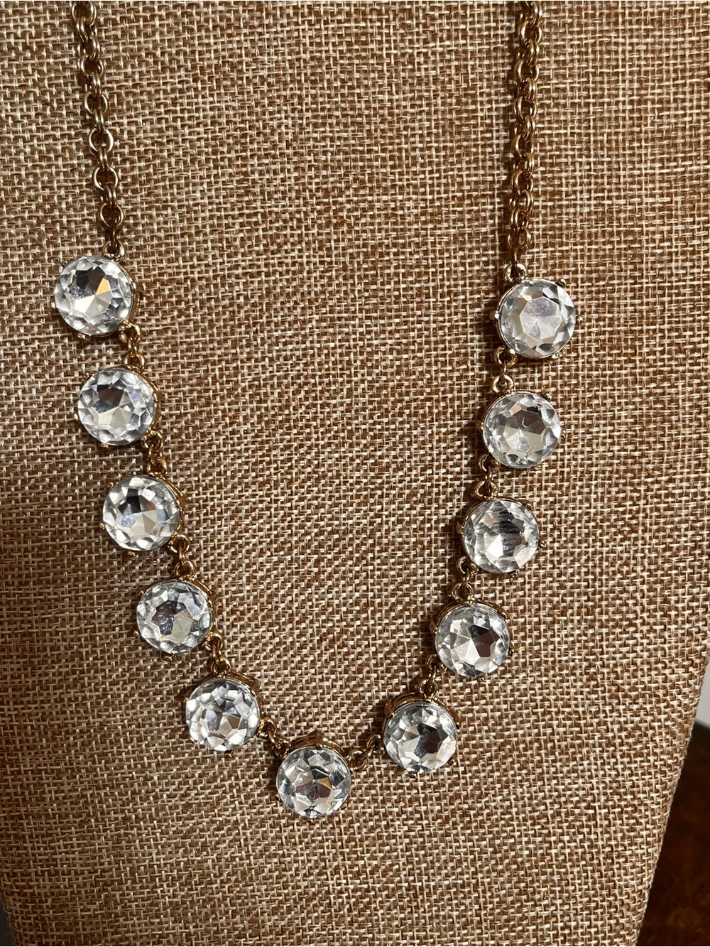 Talbots Gold-Tone Necklace with Clear Crystal Drops 19" Statement Classic